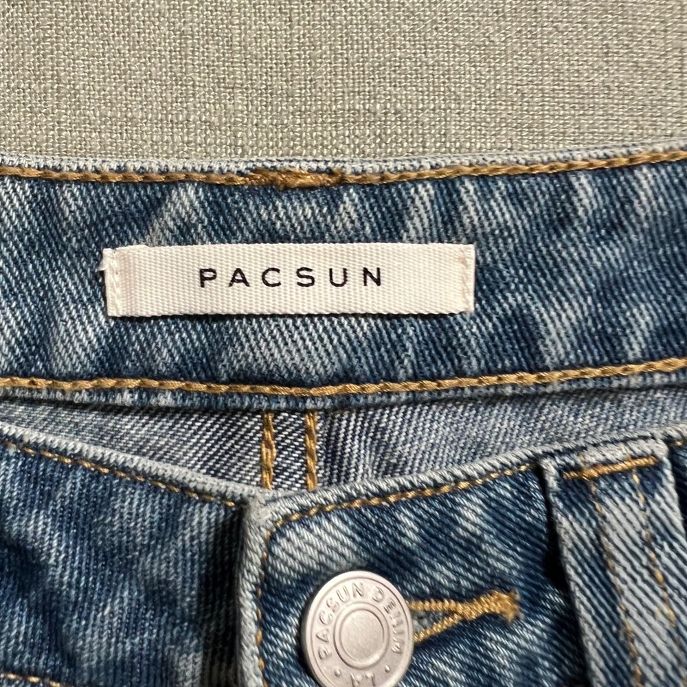 PacSun Baggy Cargo Jeans Blue Medium Wash High Rise Jogger Denim Jeans 26 NWT - Picture 7 of 9